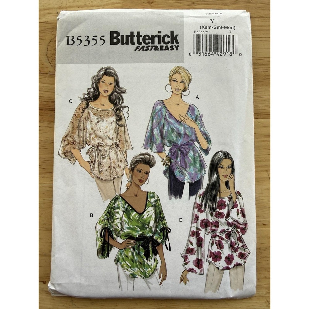 Butterick Pattern 5355 Belted Pullover Tunic Top Easy Size XS Sm‎ Med 4-14 Uncut